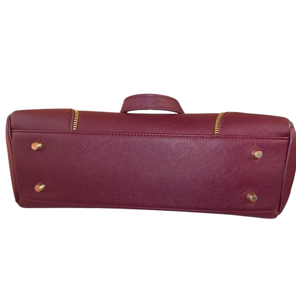 GLASS LADDER & Co. “Michelle” Medium Tote Bag Shoulder Bag in Burgundy & Gold - Picture 7 of 10